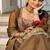Gold heavy embroidered kurti pant set with lace dupatta for festive wear