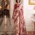 silk blend floral digital printed saree for women with contrast printed pallu
