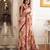 silk blend floral digital printed saree for women with contrast printed pallu