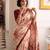 silk blend floral digital printed saree for women with contrast printed pallu