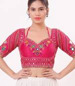 Pink italian silk real mirror mumtaz cut blouse