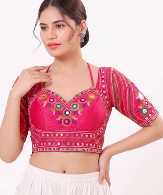 Pink italian silk real mirror mumtaz cut blouse 2