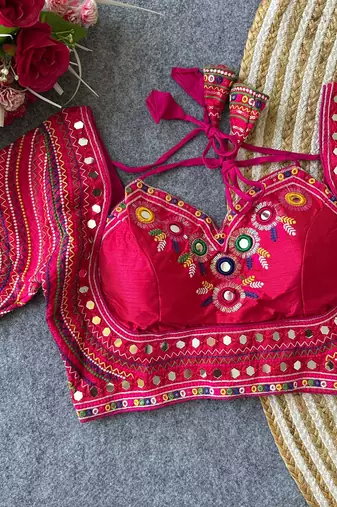 Pink italian silk real mirror mumtaz cut blouse