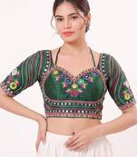 Green italian silk real mirror mumtaz cut blouse