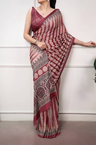 women's soft satin digital printed saree