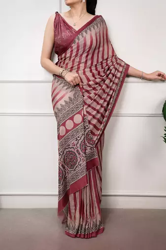 women's soft satin digital printed saree