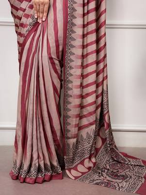 women's soft satin digital printed saree 4