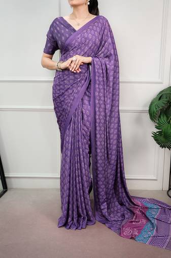 women's soft satin digital printed saree
