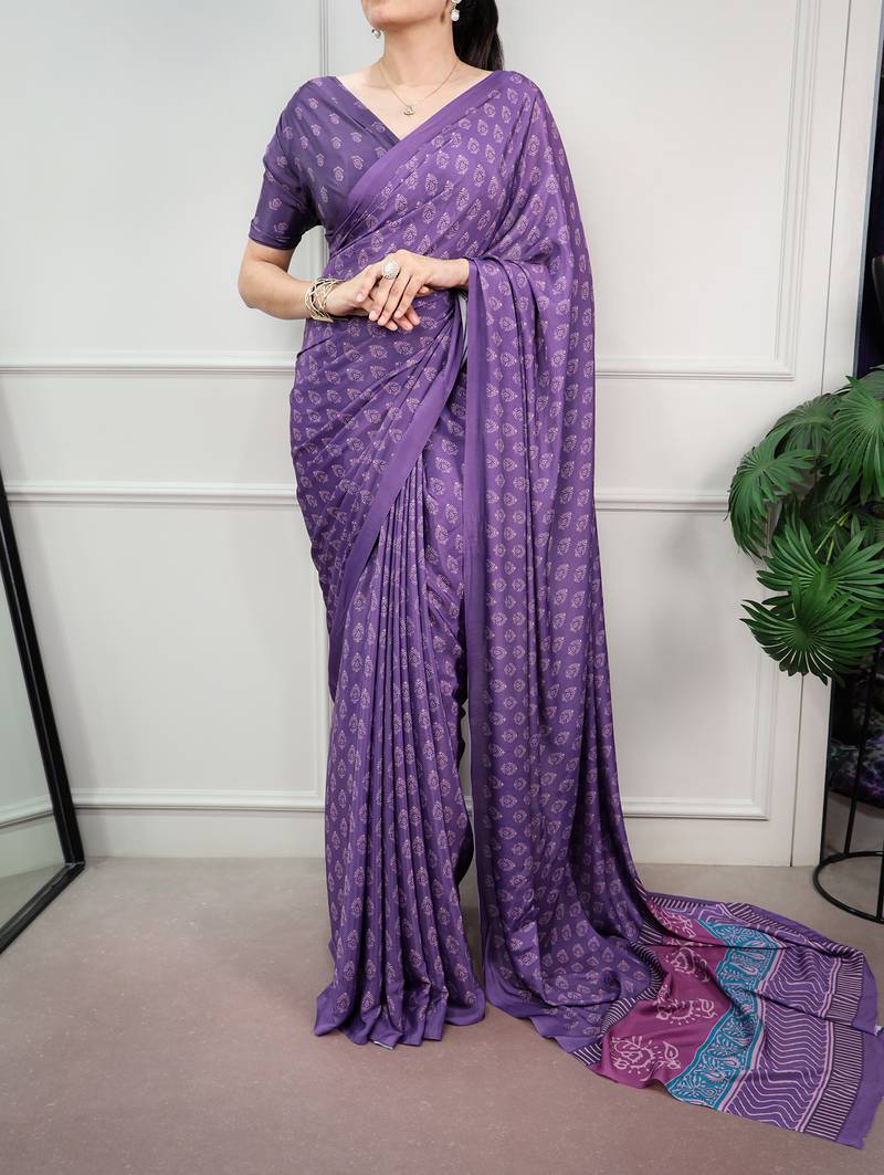 women's soft satin digital printed saree
