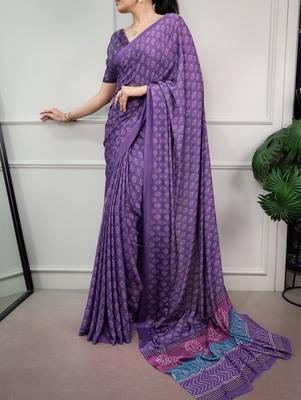women's soft satin digital printed saree 3