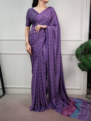 women's soft satin digital printed saree 4