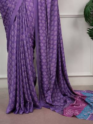 women's soft satin digital printed saree 5