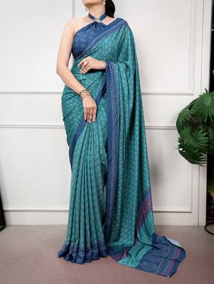 women's soft satin digital printed saree 1
