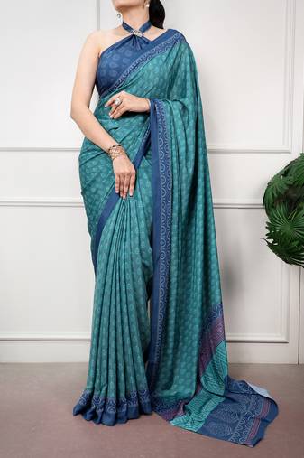 women's soft satin digital printed saree