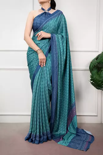 women's soft satin digital printed saree
