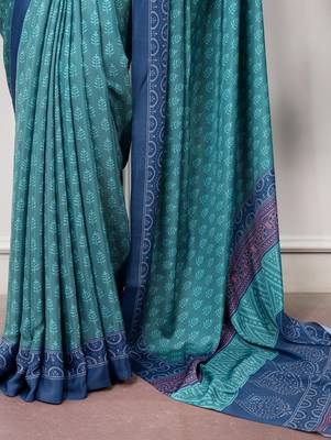 women's soft satin digital printed saree 5