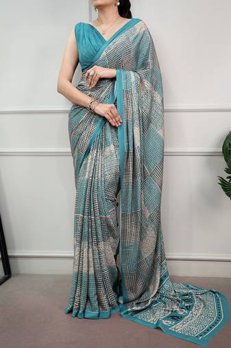 women's soft satin digital printed saree