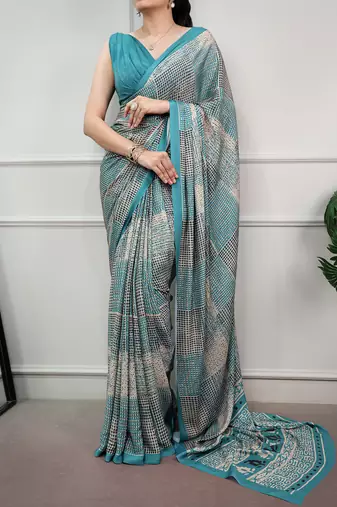 women's soft satin digital printed saree