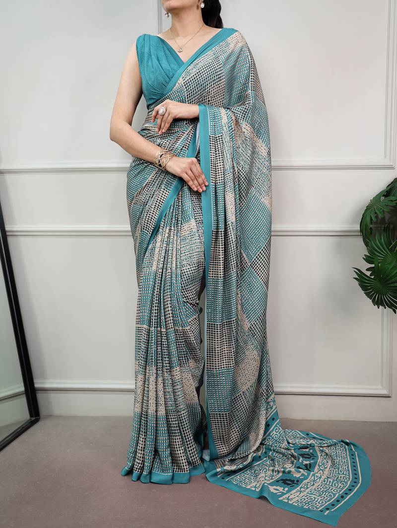women's soft satin digital printed saree