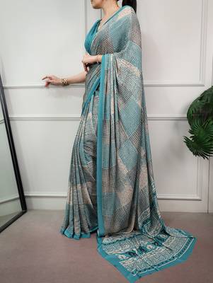 women's soft satin digital printed saree 3