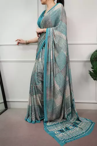 women's soft satin digital printed saree