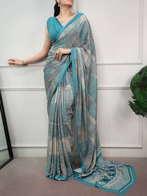 women's soft satin digital printed saree 4