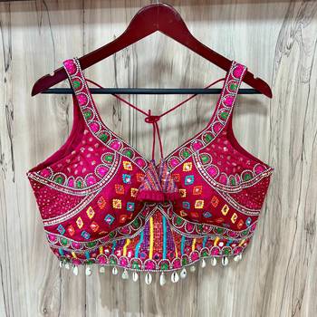 Pink italian silk mirror kaudi lace readymade blouse 2