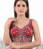 Maroon italian silk mirror kaudi lace readymade blouse
