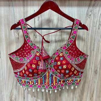 Maroon italian silk mirror kaudi lace readymade blouse 2