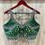 Green italian silk mirror kaudi lace readymade blouse