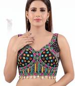 Black italian silk mirror kaudi lace readymade blouse