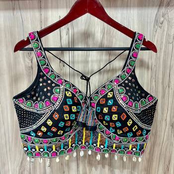 Black italian silk mirror kaudi lace readymade blouse 3