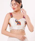 White magic cotton heavy embroidered readymade blouse