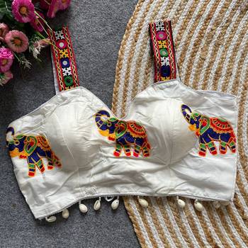 White magic cotton heavy embroidered readymade blouse 4
