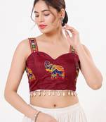 Maroon magic cotton heavy embroidered readymade blouse