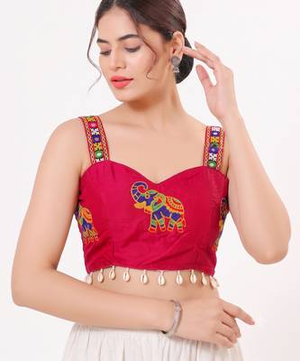Pink magic cotton heavy embroidered readymade blouse 1