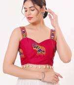Pink magic cotton heavy embroidered readymade blouse