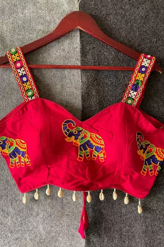 Pink magic cotton heavy embroidered readymade blouse