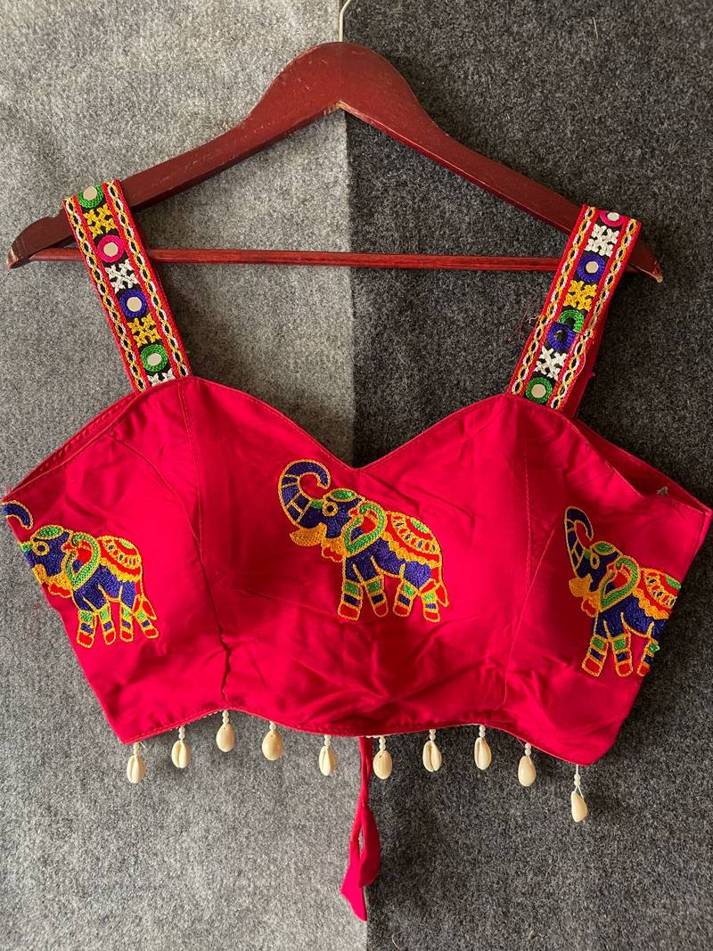 Pink magic cotton heavy embroidered readymade blouse