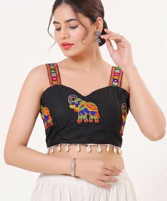 Black magic cotton heavy embroidered readymade blouse 1