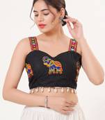 Black magic cotton heavy embroidered readymade blouse