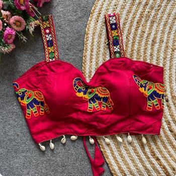 Pink magic cotton heavy embroidered readymade blouse 4
