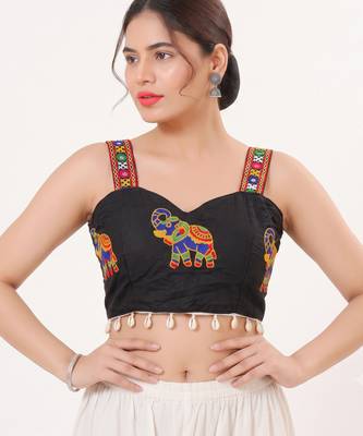 Black magic cotton heavy embroidered readymade blouse 2