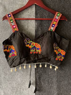 Black magic cotton heavy embroidered readymade blouse 3