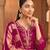 Women's Beautiful Embroidery Work Vichitra Silk Fabric Flared Kurta Pant and Dupatta Set