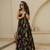 Black floral printed rayon anarkali gown