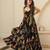 Black floral printed rayon anarkali gown
