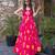Pink floral printed rayon anarkali gown
