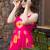 Pink floral printed rayon anarkali gown