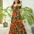 Multicolor floral printed rayon anarkali gown